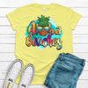 Aloha Beaches, Fun Pineapple With Sunglasses, Premium Unisex, Plus Size 2x, 3x, 4x Available, Super Cute Beach Tee, Vacation Shirt