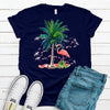 Adorable Flamingo On The Beach, Palm Tree, Watermelon, Coconut, Beach Tee Shirt, Premium Soft Unisex Tee, Plus Size 2x, 3x, 4x Available