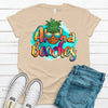 Aloha Beaches, Fun Pineapple With Sunglasses, Premium Soft Unisex, Plus Size 2x, 3x, 4x Available, Super Cute Beach Tee, Vacation Shirt
