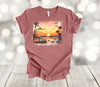 Beach Vacation Shirt, Tropical Sunset Shirt, Old Car, Boats, Ocean Shirt, Premium Soft Unisex Tee, Plus Size 2x, 3x, 4x