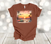 Beach Vacation Shirt, Tropical Sunset Shirt, Old Car, Boats, Ocean Shirt, Premium Soft Unisex Tee, Plus Size 2x, 3x, 4x