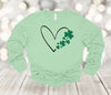 Saint Patrick's Day Long Sleeve, Heart With Clovers, Lucky Shirt, Bella Canvas Long Sleeve Unisex, 2x, 3x, Plus Size Available