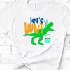 Let's Hunt, Dinosaur Bunny, Bella Canvas Tee, Choice Of Colors , Soft Tee Shirt, Easter Shirt