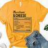 Macaroni & Cheese Ingredients, Gold Bella Canvas Tee, Soft Tee Shirt, Food Shirt