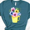 Spring Flowers In A Pitcher, Bella Canvas Tee, Pick From Several Colors, Super Soft Tee Shirt, Pansies, Spring Flowers, Summer Flowers