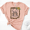 Easter Shirt, Bunny Rabbit, Leopard Print Frame, Bella Canvas Tee, Choice Of Colors, Soft Tee Shirt