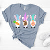 Easter Shirt, Gnome Bunnies With Egg, Carrot And Chocolate Bunny, Bella Canvas Tee, Choice Of Colors , Soft Tee Shirt