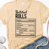 Buttered Rolls Ingredients, Thanksgiving, Halloween, Natural Bella Canvas Tee, Soft Tee Shirt, Food Shirt