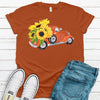 Fall Old Orange Truck Full Of Sunflowers, Bella Canvas Tee, Pick From Several Colors, Super Soft Shirt