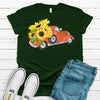 Fall Old Orange Truck Full Of Sunflowers, Bella Canvas Tee, Pick From Several Colors, Super Soft Shirt