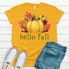 Fall Shirt, Hello Fall, Pumpkin And Leaves, Autumn Shirt, Fall Pumpkin, Premium Soft Unisex Tee, 2x, 3x, 4x, Plus Sizes Available