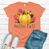 Fall Shirt, Hello Fall, Pumpkin And Leaves, Autumn Shirt, Fall Pumpkin, Premium Soft Unisex Tee, 2x, 3x, 4x, Plus Sizes Available