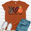 Fall Tee, Peace Love Fall, Pumpkin Shirt, Autumn, Premium Soft Unisex Shirt, 2x, 3x, 4x, Plus Sizes Available