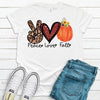 Fall Tee, Peace Love Fall, Pumpkin Shirt, Autumn, Premium Soft Unisex Shirt, 2x, 3x, 4x, Plus Sizes Available