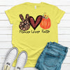 Fall Tee, Peace Love Fall, Pumpkin Shirt, Autumn, Premium Soft Unisex Shirt, 2x, 3x, 4x, Plus Sizes Available