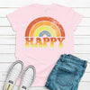 Happy, Rainbow Shirt, Bella Canvas Tee, Choice Of Colors, Soft Tee Shirt