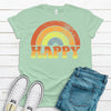 Happy, Rainbow Shirt, Bella Canvas Tee, Choice Of Colors, Soft Tee Shirt