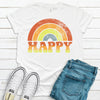 Happy, Rainbow Shirt, Bella Canvas Tee, Choice Of Colors, Soft Tee Shirt