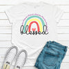 Christian Shirt, Blessed, Rainbow Shirt, Bella Canvas Tee, Choice Of Colors, Soft Tee Shirt