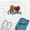 Peace Love Christmas,  Premium Cotton Unisex Tee, Plus Size 2x, 3x, 4x, Christmas Holiday Tee