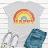 Happy, Rainbow Shirt, Bella Canvas Tee, Choice Of Colors, Soft Tee Shirt