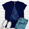 Pretty Colorful  Spiral Christmas Tree, Premium Tee, Choice Of Colors, Super Soft Tee Shirt, Blue Design