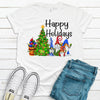 Happy Holidays Gnome Christmas Tree,  Premium Cotton Unisex Tee, Plus Size 2x, 3x, 4x, Christmas Holiday Tee