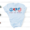 Peace Love America, Premium Cotton Tee , Soft Tee Shirt, Plus Size Available, 4th Of July, Independence Day Shirt, USA, Patriotic Tee