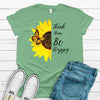 Think Happy Be Happy, Premium Cotton Unisex Tee, Plus Size Available 2x, 3x, 4x, Summer Tee, Sunflower Shirt