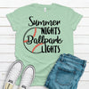 Summer Nights Ballpark Lights,  Premium Cotton Unisex Tee, Plus Size 2x, 3x, 4x, Baseball Tee, Baseball Player