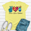 Peace Love Summer, Premium Soft Tee, Plus Sizes Available, 2x, 3x, 4x, Summer Daiquiri, Beach Shirt, Vacation Mode Shirt, Pool Shirt, Swim