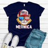 Meowica Trucker Cat, Premium Soft Unisex Tee, Plus Size 2x, 3x, 4x Available, Independence Day Shirt, 4th Of July Shirt, Cat USA Shirt