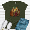 Sunflower Pumpkin Rustic Leopard, Cute Fall Pumpkin Shirt, Premium Soft Shirt, Plus Sizes Available 2x, 3x, 4x,