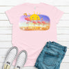 Super Cute Flamingos On Beach, Summer Flamingos, Bahama Tee, Beach Tee Shirt, Premium Soft Unisex Tee, Plus Size 2x, 3x, 4x Available