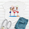 Super Cute Red White And Blue Patriotic Flamingos And Fireworks, July 4, Premium Cotton Unisex Tee, Plus Size 2x, 3x, 4x Plus Size Available