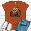 Sunflower Pumpkin Rustic Leopard, Cute Fall Pumpkin Shirt, Premium Soft Shirt, Plus Sizes Available 2x, 3x, 4x,