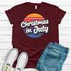 Retro Christmas In July, Summer Christmas, Premium Cotton Tee , Soft Tee Shirt, Plus Size Available 2x, 3x 4x