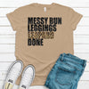 Messy Bun Leggings Leopard Done, Super Cute Shirt, Premium Cotton Unisex Tee, Plus Size 2x, 3x, 4x Available