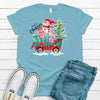 Super Cute Wagon Filled With Snowman, Presents and Christmas Tree, Premium Cotton Unisex Tee, Size 2x, 3x, 4x Plus Size Available