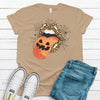 Cute Halloween Shirt, Leopard Lips Pumpkin Face, Premium Cotton Tee, Soft Tee Shirt, Plus Size Available