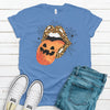 Cute Halloween Shirt, Leopard Lips Pumpkin Face, Premium Cotton Tee, Soft Tee Shirt, Plus Size Available