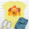 Cute Hippie Rainbow, Daisy And Sunflowers, Hippie Design, Premium Unisex Tee, Plus Size 2x, 3x, 4x Available