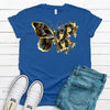 Flower Shirt, Beautiful Gold Flower Butterfly With Black Orchids, Premium Soft Unisex Tee, Plus Size 2x, 3x, 4x Available