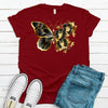 Flower Shirt, Beautiful Gold Flower Butterfly With Black Orchids, Premium Soft Unisex Tee, Plus Size 2x, 3x, 4x Available