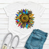 Tie Dye Leopard Sunflower Shirt, Sunflower Lover, Premium Cotton Unisex Tee, Plus Size 2x, 3x, 4x Plus Sizes Available