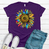 Tie Dye Leopard Sunflower Shirt, Sunflower Lover, Premium Cotton Unisex Tee, Plus Size 2x, 3x, 4x Plus Sizes Available