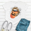 Cute Halloween Shirt, Leopard Lips Pumpkin Face, Premium Cotton Tee, Soft Tee Shirt, Plus Size Available