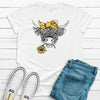 Pretty Cow With Sunflower, Highland Cow, Premium Soft Unisex Tee, Plus Size 2x, 3x, 4x Plus Sizes Available