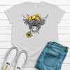 Pretty Cow With Sunflower, Highland Cow, Premium Soft Unisex Tee, Plus Size 2x, 3x, 4x Plus Sizes Available