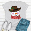 Cute Western Snowman, Cowboy Hat, Red Scarf, Premium Unisex Soft Tee, Plus Size 2x Christmas, 3x Christmas, 4x Christmas Available